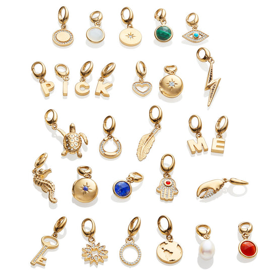 Gold Initial 'E' Biography Charm