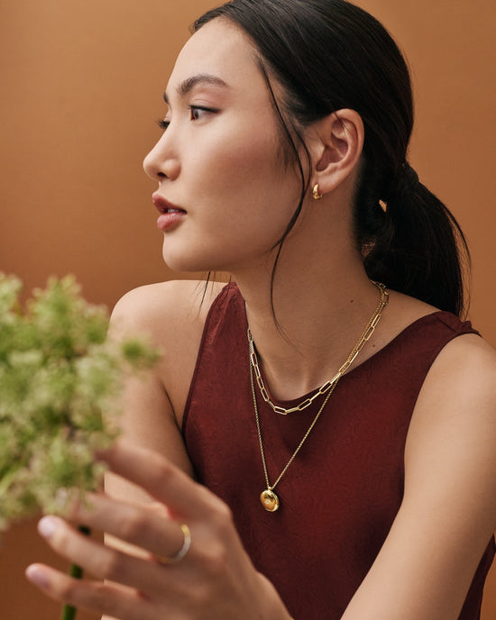 Gold Celestial Square Link Necklace