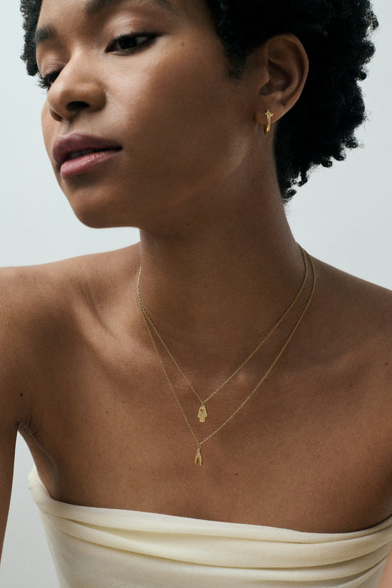 Gold Celestial Hamsa Hand Pendant Necklace