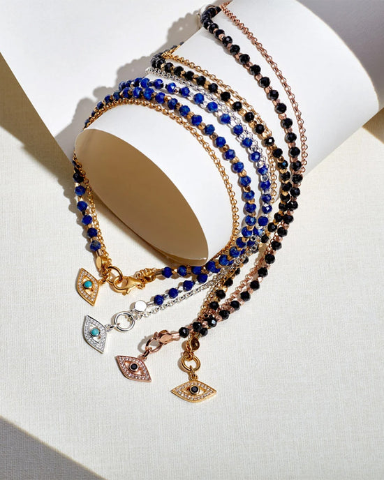 Gold Biography Lapis Evil Eye Bracelet