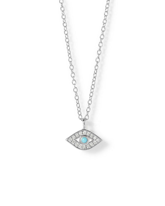 Silver Biography Mini Evil Eye Pendant Necklace