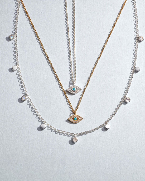 Silver Biography Mini Evil Eye Pendant Necklace
