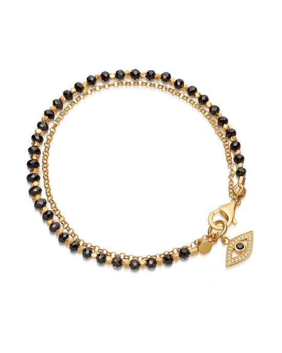 Gold Biography Black Spinel Evil Eye Bracelet