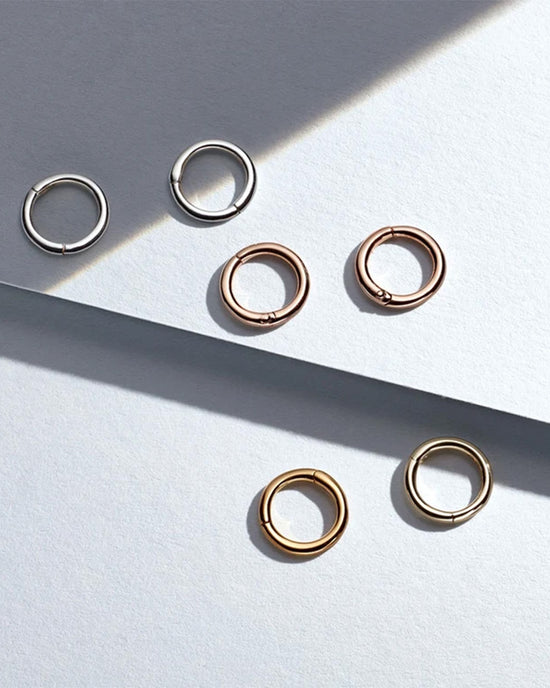 Solid White Gold Huggie Single Hoop