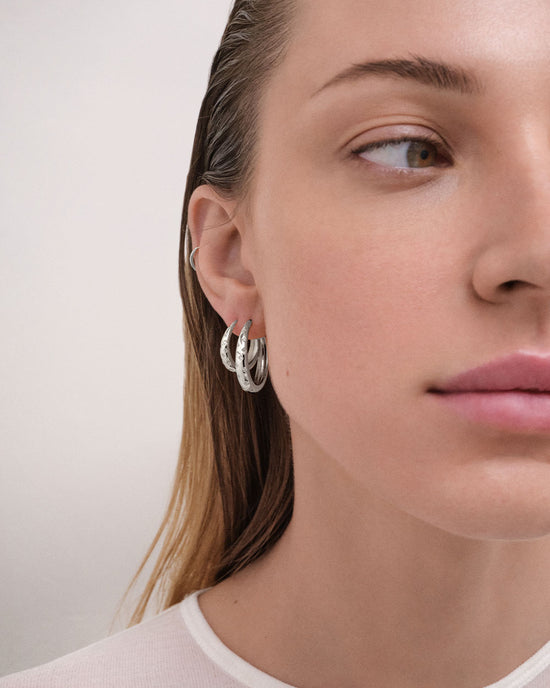 Silver Maxi Tiny star Hoop earrings