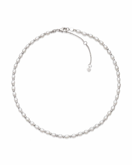 Silver Stilla White Pearl Choker Necklace