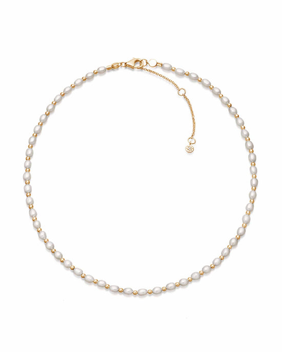 Gold Stilla White Pearl Choker Necklace