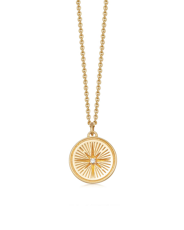 Gold Celestial Compass Pendant Necklace