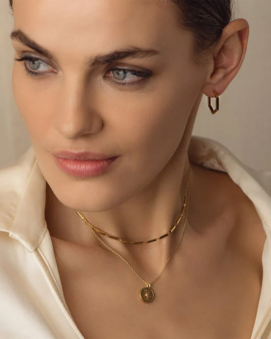 Gold Celestial Compass Pendant Necklace