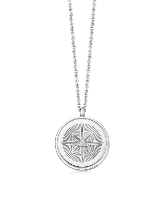Silver Celestial Compass Locket Necklace