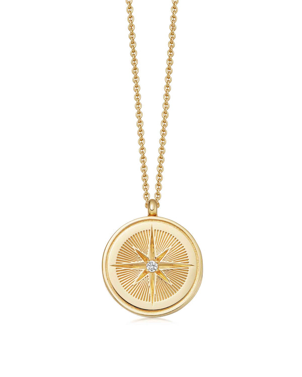 Gold Celestial Compass Locket Necklace