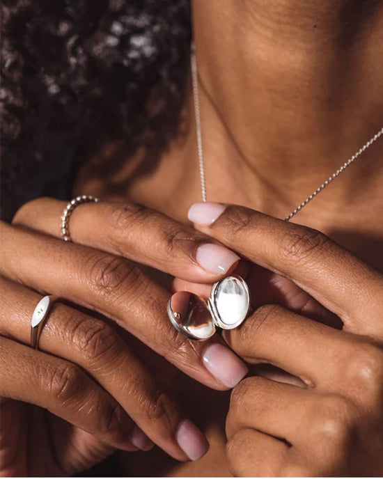 Silver Celestial Compass Locket Necklace