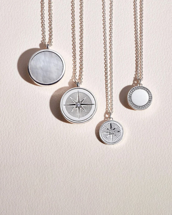Silver Celestial Compass Locket Necklace