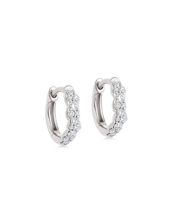 Solid White Gold Interstellar Mini Diamond Hoop Earrings