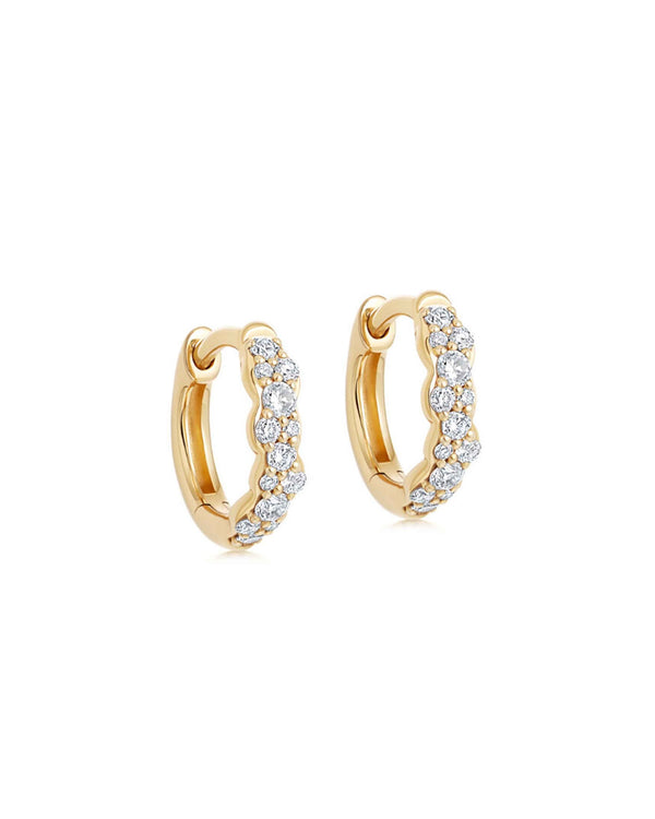Solid Gold Interstellar Mini Natural Diamond Hoops