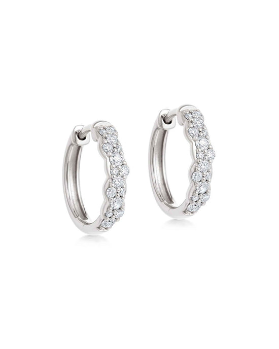 Solid White Gold Interstellar Medium Natural Diamond Hoop Earrings