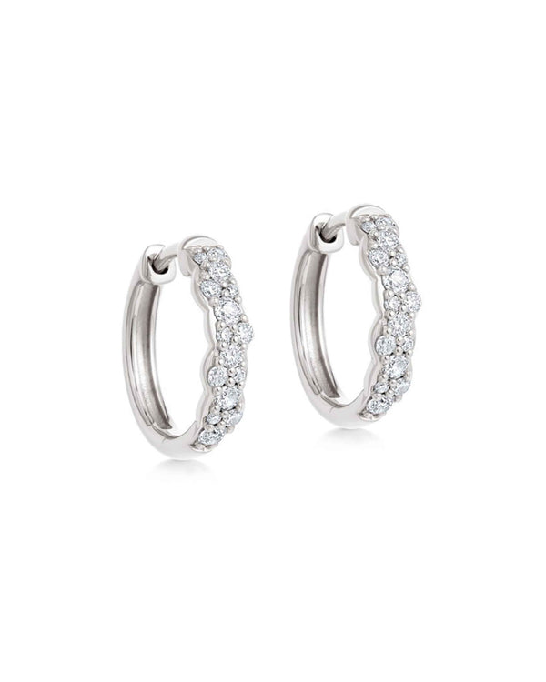 Solid White Gold Interstellar Medium Natural Diamond Hoop Earrings
