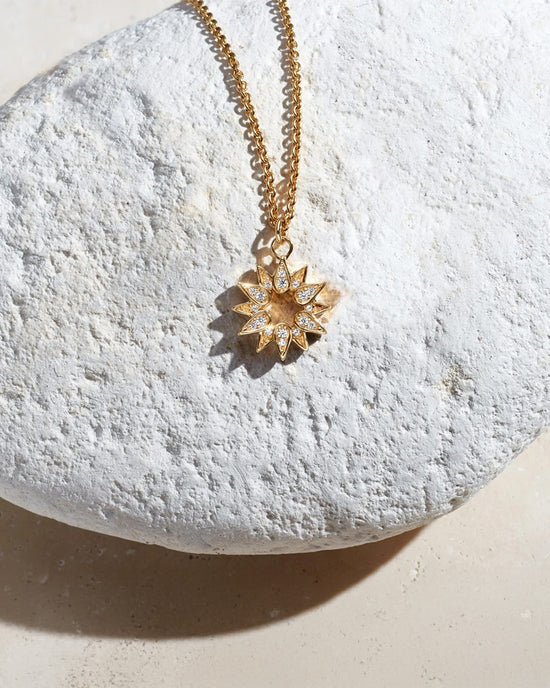 Gold Biography Sun Pendant Necklace