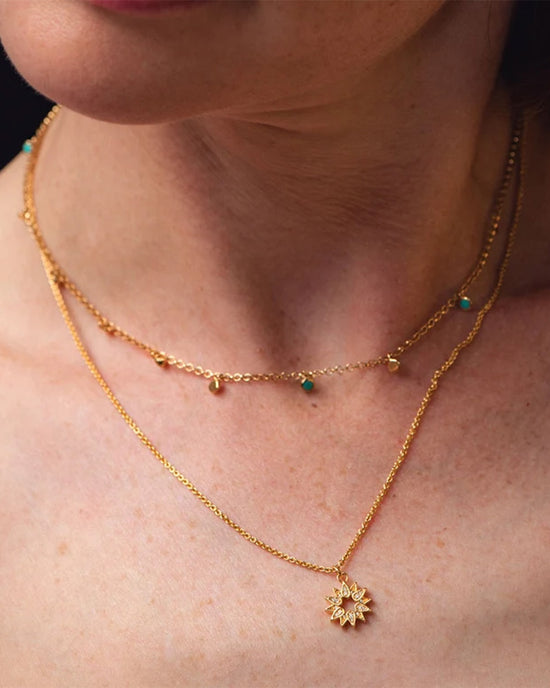 Gold Biography Sun Pendant Necklace