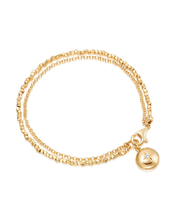 Gold Biography Locket Bracelet