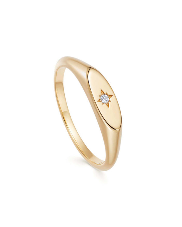 Gold Celestial Orbit Signet Ring