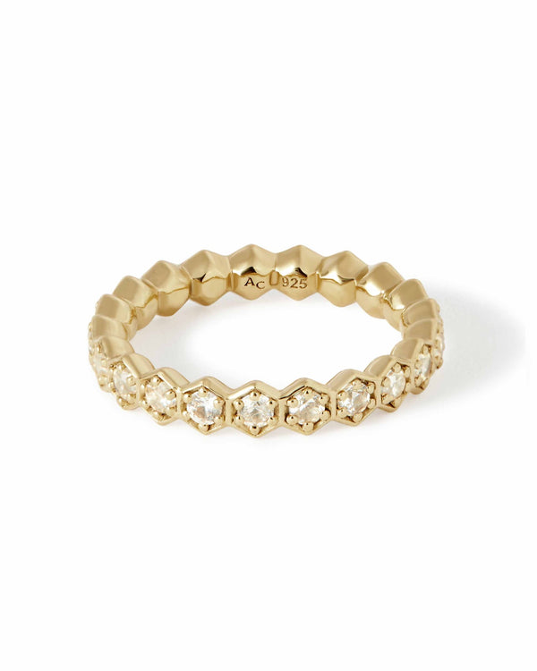Gold Deco White Sapphire Eternity Ring