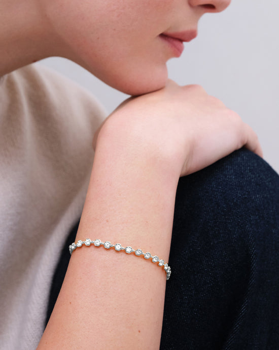 Silver Sapphire Deco Tennis Bracelet