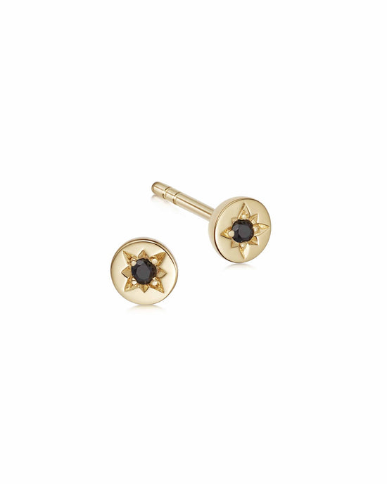Gold Polaris Black Spinel Stud Earrings