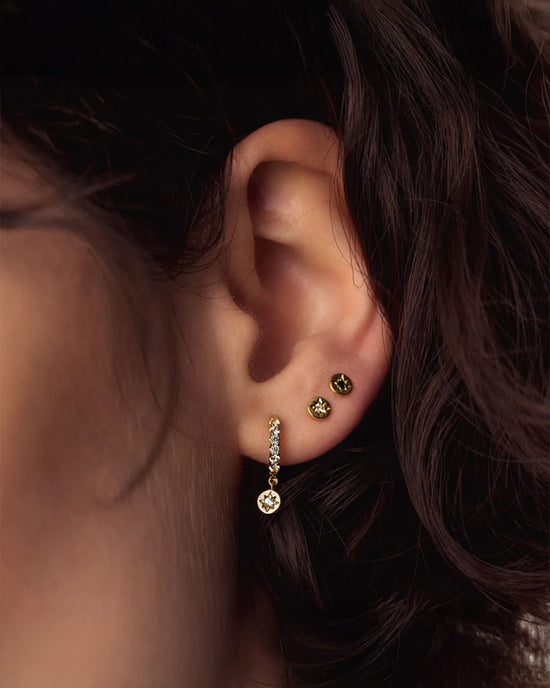 Gold Polaris White Sapphire Stud Earrings