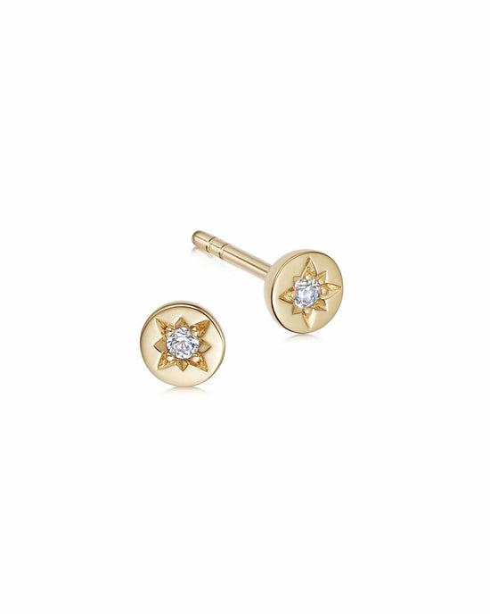 Gold Polaris White Sapphire Stud Earrings