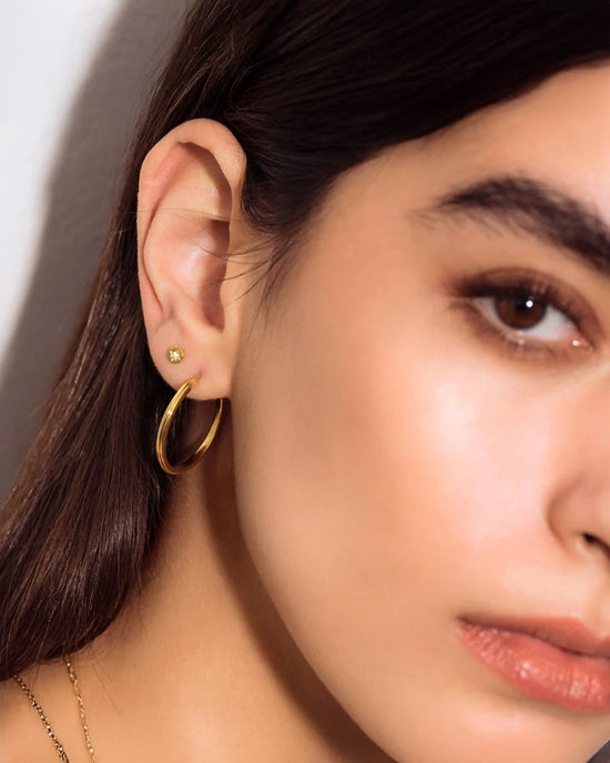 Gold Polaris White Sapphire Stud Earrings