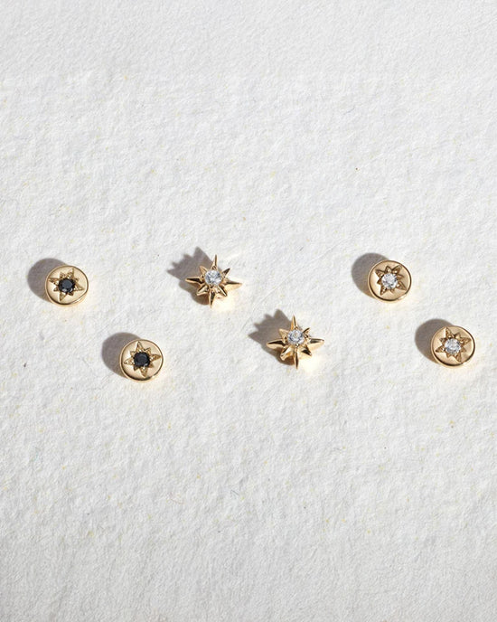 Gold Polaris White Sapphire Stud Earrings