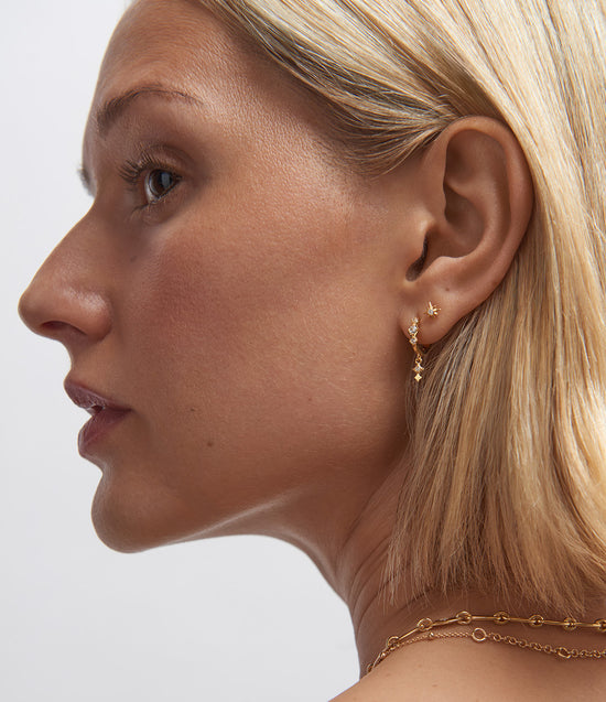 Gold Polaris Star Stud Earrings