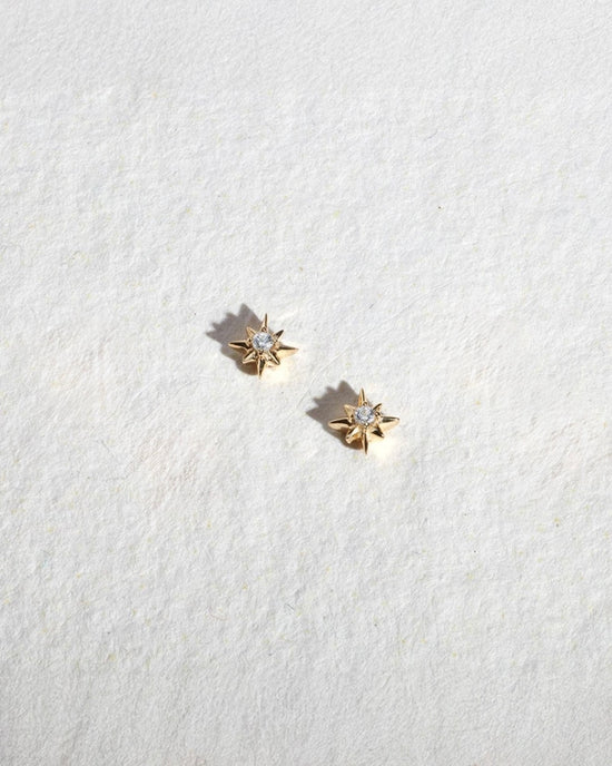 Gold Polaris Star Stud Earrings