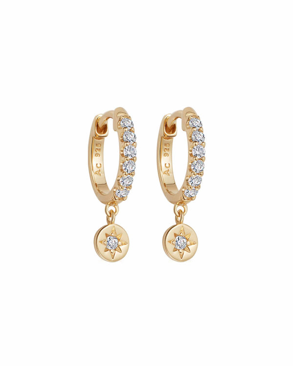 Gold Polaris White Sapphire Huggie Earrings