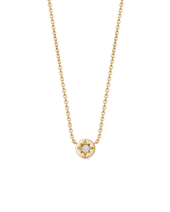 Gold Polaris White Sapphire Star Set Pendant Necklace