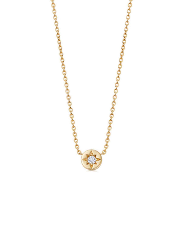Gold Polaris White Sapphire Star Set Pendant Necklace