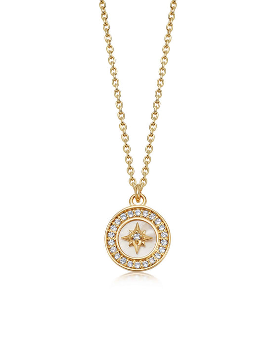 Gold Polaris Mother of Pearl Pendant Necklace
