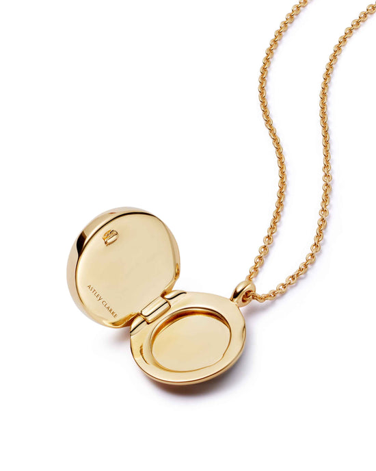 Gold Polaris Lapis Locket Necklace
