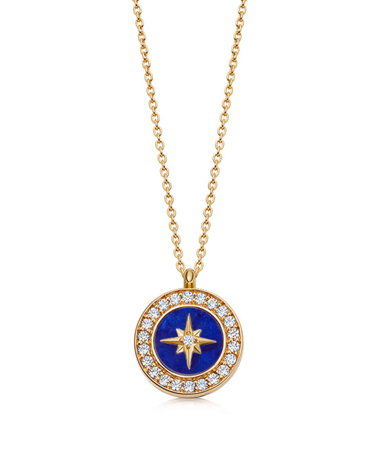 Gold Polaris Lapis Locket Necklace
