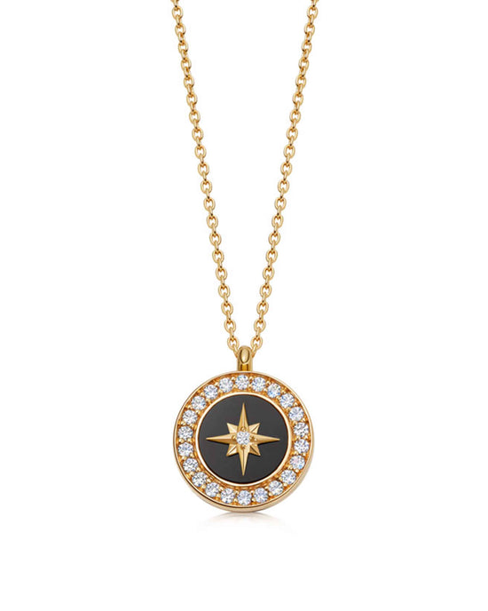 Gold Polaris Black Onyx Locket Necklace