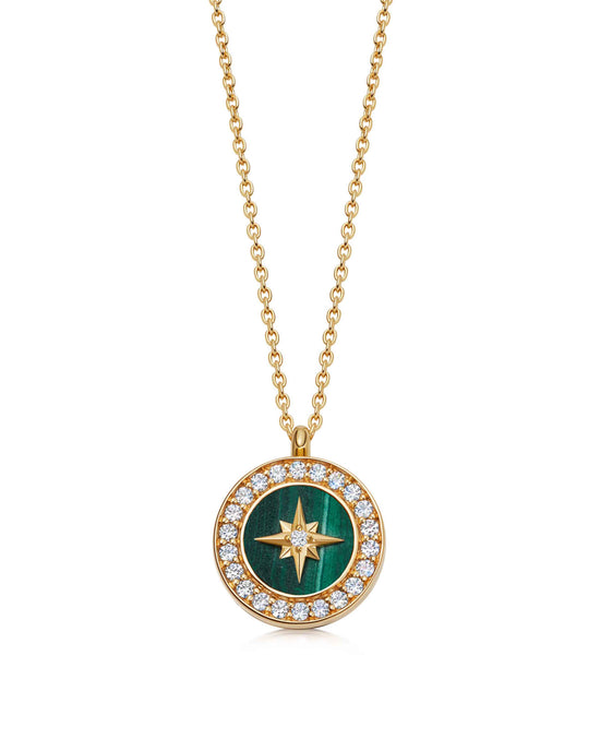 Gold Polaris Malachite Locket Necklace