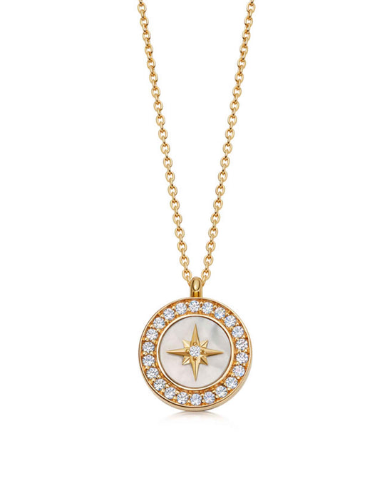 Gold Polaris Mother of Pearl Locket Necklace