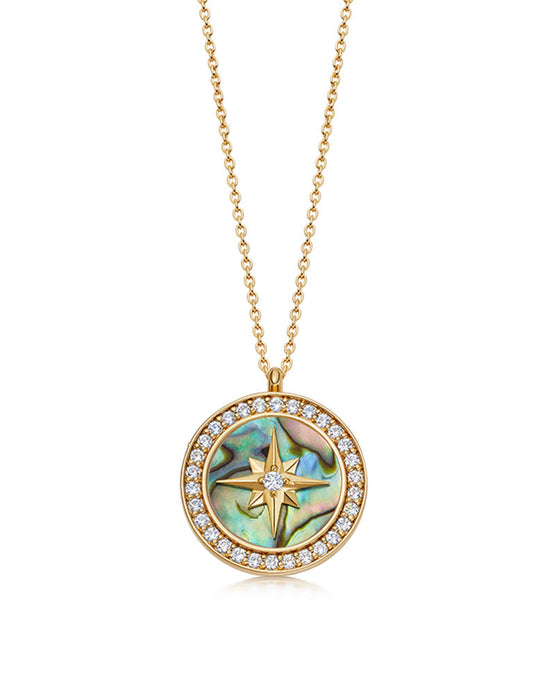 Gold Large Polaris Abalone Locket Necklace