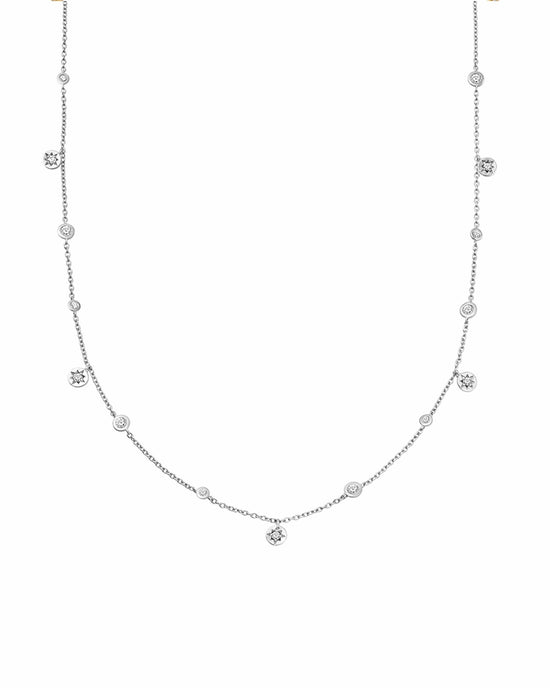 Silver Polaris North Star White Sapphire Station Necklace
