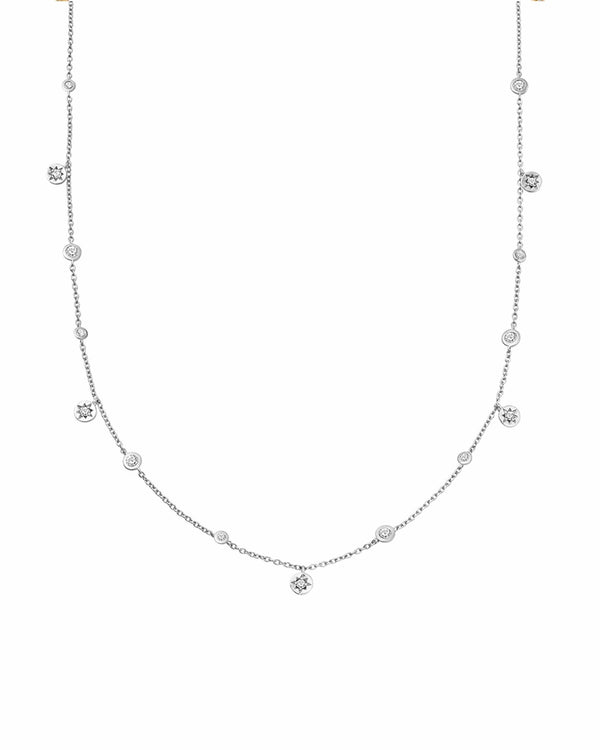 Silver Polaris North Star White Sapphire Station Necklace