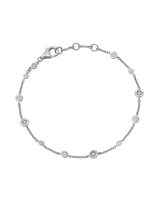 Silver Polaris North Star White Sapphire Station Bracelet