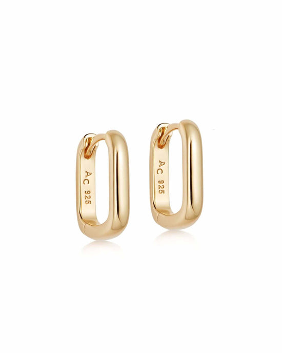 Gold Celestial Small Oblong Huggie Earrings