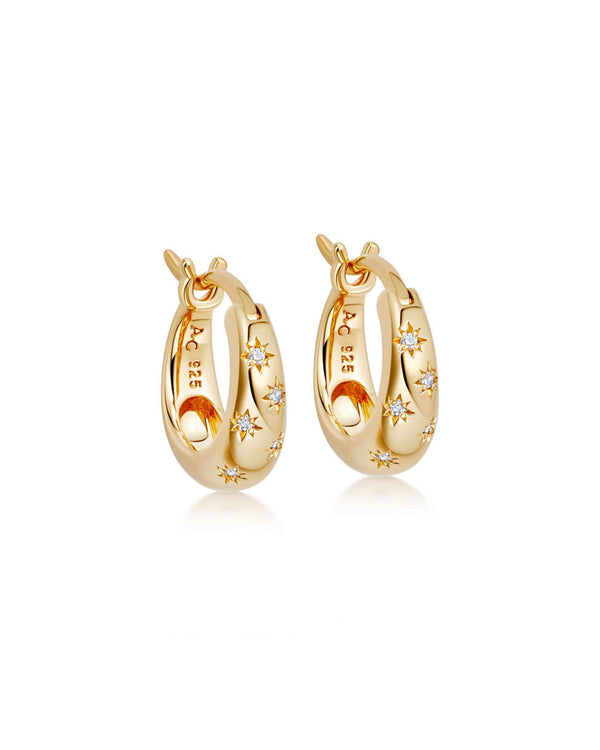 Gold Celestial Mini Tiny Star Huggie Earrings