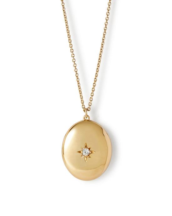 Gold Biography Oval Locket Necklace